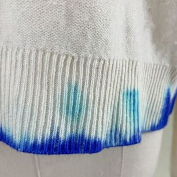 Anthropology Cream Cashmere Sweater with Tye Dye TIpping - Picture 3 of 10